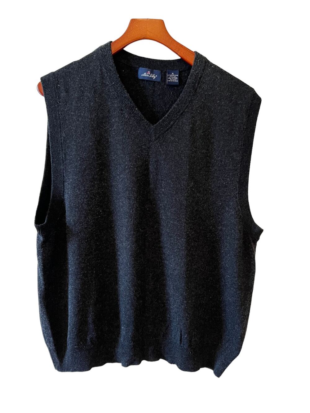 Allen Solly Merino Wool Silk Cashmere Sweater Vest Charcoal Gray XL
